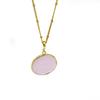 Rose Quartz 925 Sterling Silver Women Necklace, 22 K Gold Plated Gemstone Necklace Jewelry