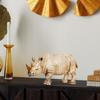 Home Decor Lucky Horned Rhino Statue Table Accent (Pack of 1, Off White)