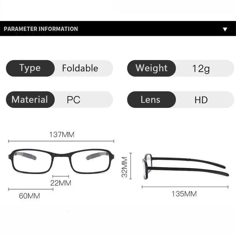 New Portable Folding Presbyopia Glasses Stylish Zipper Case Anti-Blue Light Reading Glasses Neutral Farsighted Glasses +4.0