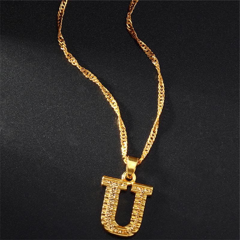 26 Букв Позолоченная Подвеска Ожерелье Аксессуары Ожерелье с Инициалом для Женщин Изящная Золотая Подвеска с Буквами от A до Z
