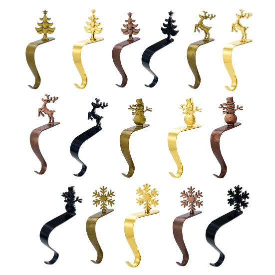 Рождественский крючок для чулка Нескользящий металлический держатель для чулка Олень Снежинка Снеговик Дерево Каминный крючок для подвешивания рождественских украшений Венков Украшение для вечеринки