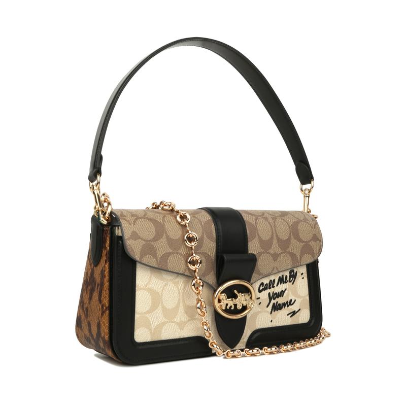 COACH shoulder bag [Customized bag] Georgie 27 Jiuqi Dark Bear Classic Classic Presbyopia Fashion Versatile Artificial Leather Hand-Body black night