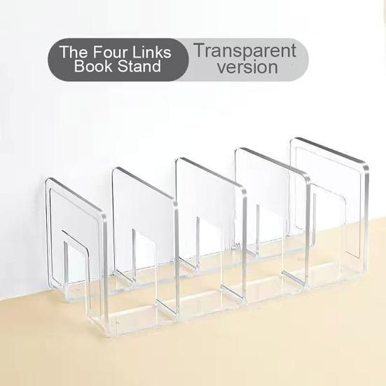 Книжная полка из акрилового материала, многослойный дизайн, прозрачный вертикальный стеллаж для хранения канцелярских принадлежностей, офисный органайзер