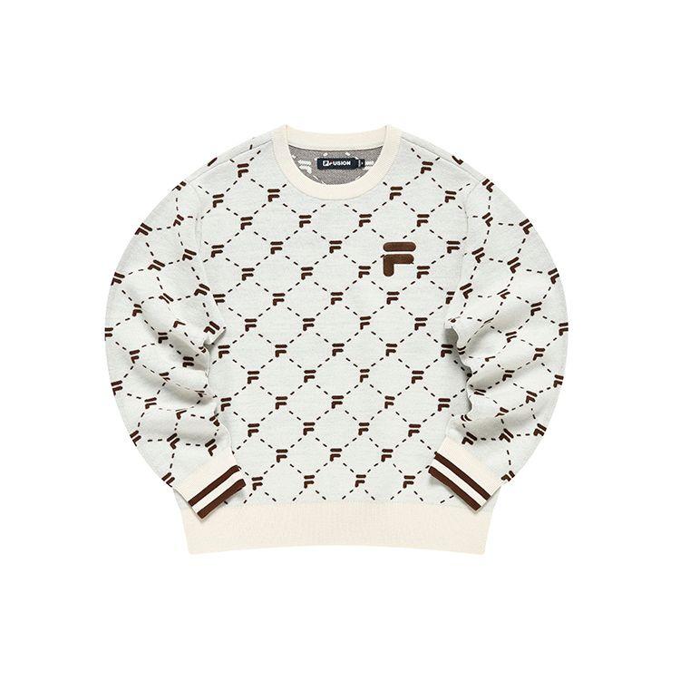 Fila Fusion Свитшот с круглым вырезом и полным принтом серии FOB Женский свитер Античный-Белый T11W243406FIV