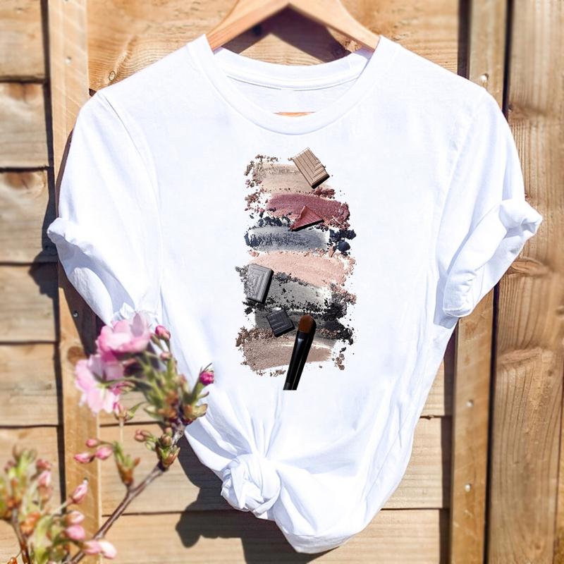 Women Print T-shirts Watercolor Eye Lashes Eyelashes Trend Graphic Tops Fashion Short Sleeve Summer Shirt Female Tees