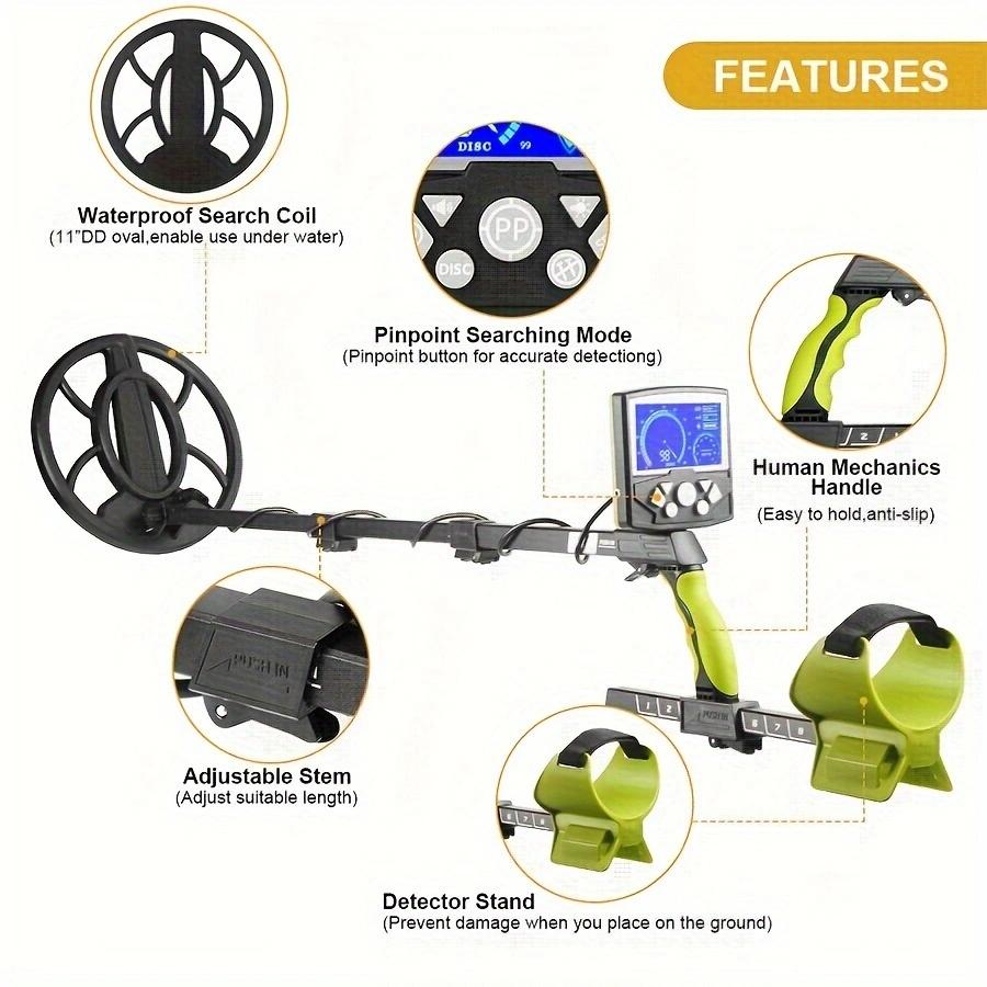 Металлоискатель для взрослых, аналоговый указательный металлоискатель с ЖК-экраном, водонепроницаемая катушка 10 дюймов, регулируемая, все металлы, диск и точечный поиск
