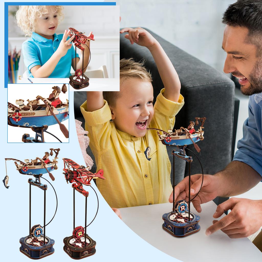 3D Wooden Puzzle, Airplane Swing Model, 3D Puzzle Model Building Kit, Birthday Christmas Creative Gift For Adults & Teens