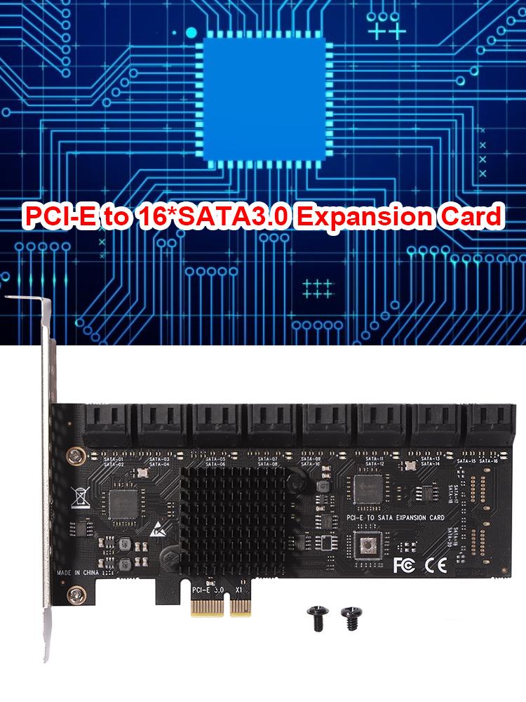 Expansion Card Port PCIE Expansion Card PCIE Adapter 16 Port 6Gbps PCI-Express X1 to SATA 3.0 Expansion Card