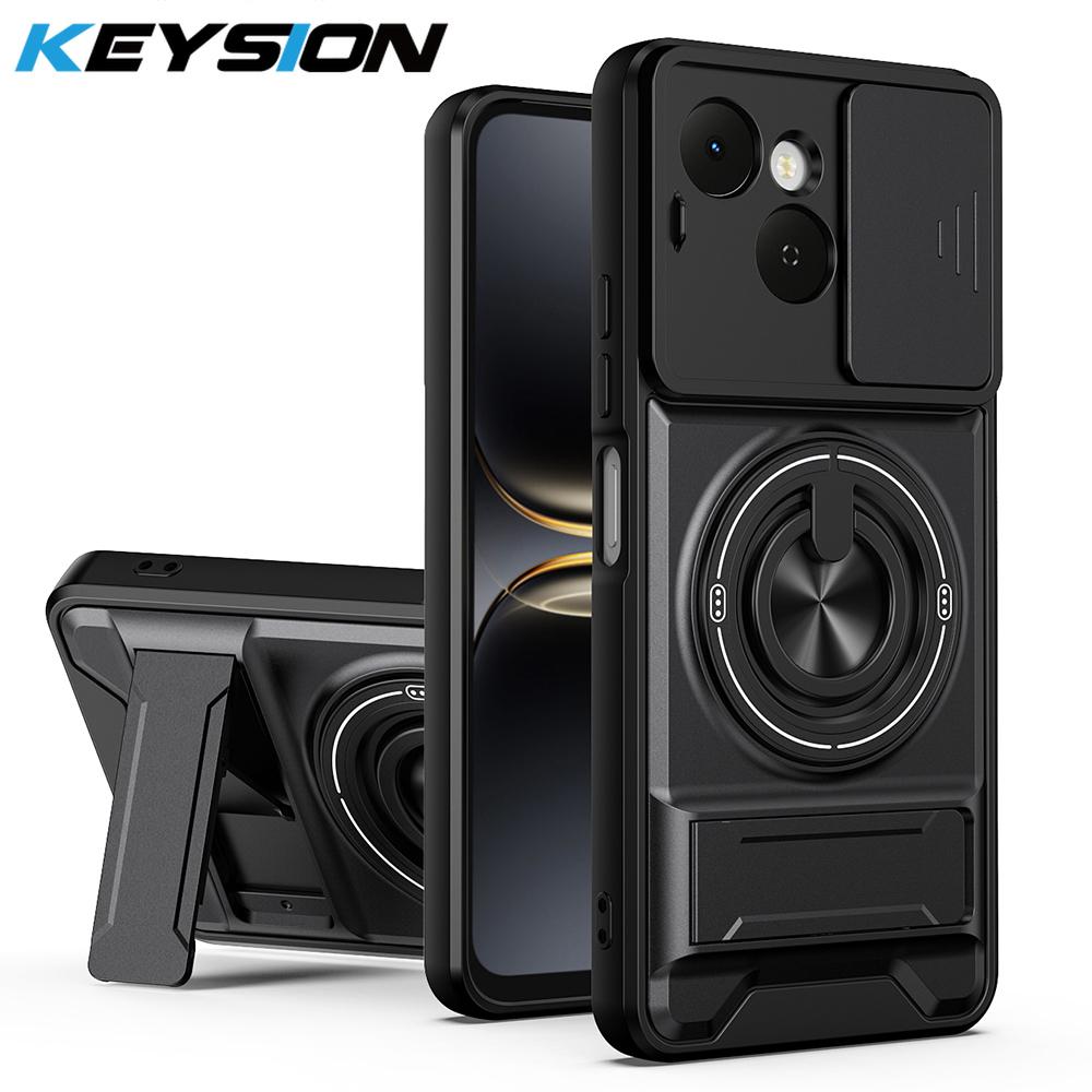 KEYSION Магнитный чехол для телефона TECNO Spark 40C 4G с защитой выдвижной камеры, вертикальной подставкой, кольцом 360° и ударопрочной задней крышкой