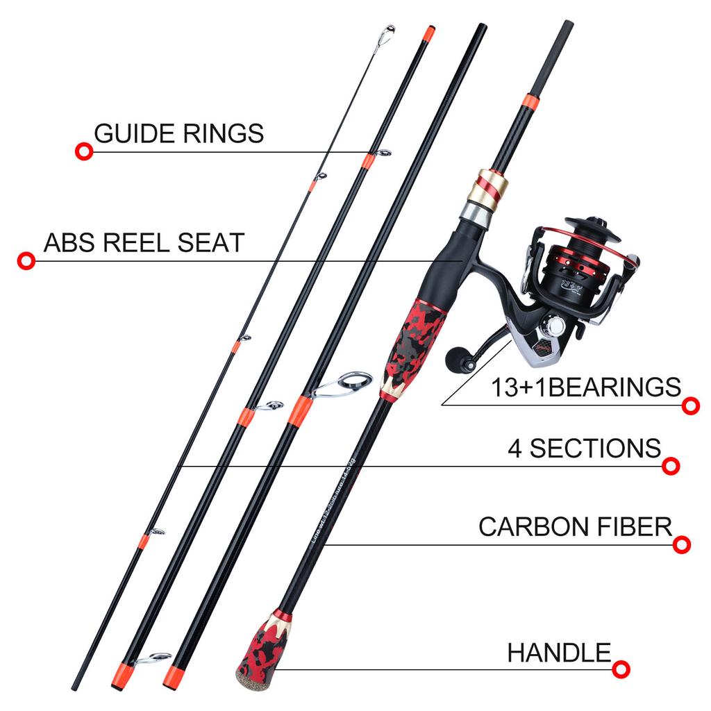 SOUGAYILANG Удочка Спиннинговая удочка Портативная сверхлегкая удочка Углеродная удочка для пресноводной морской рыбалки Снасти