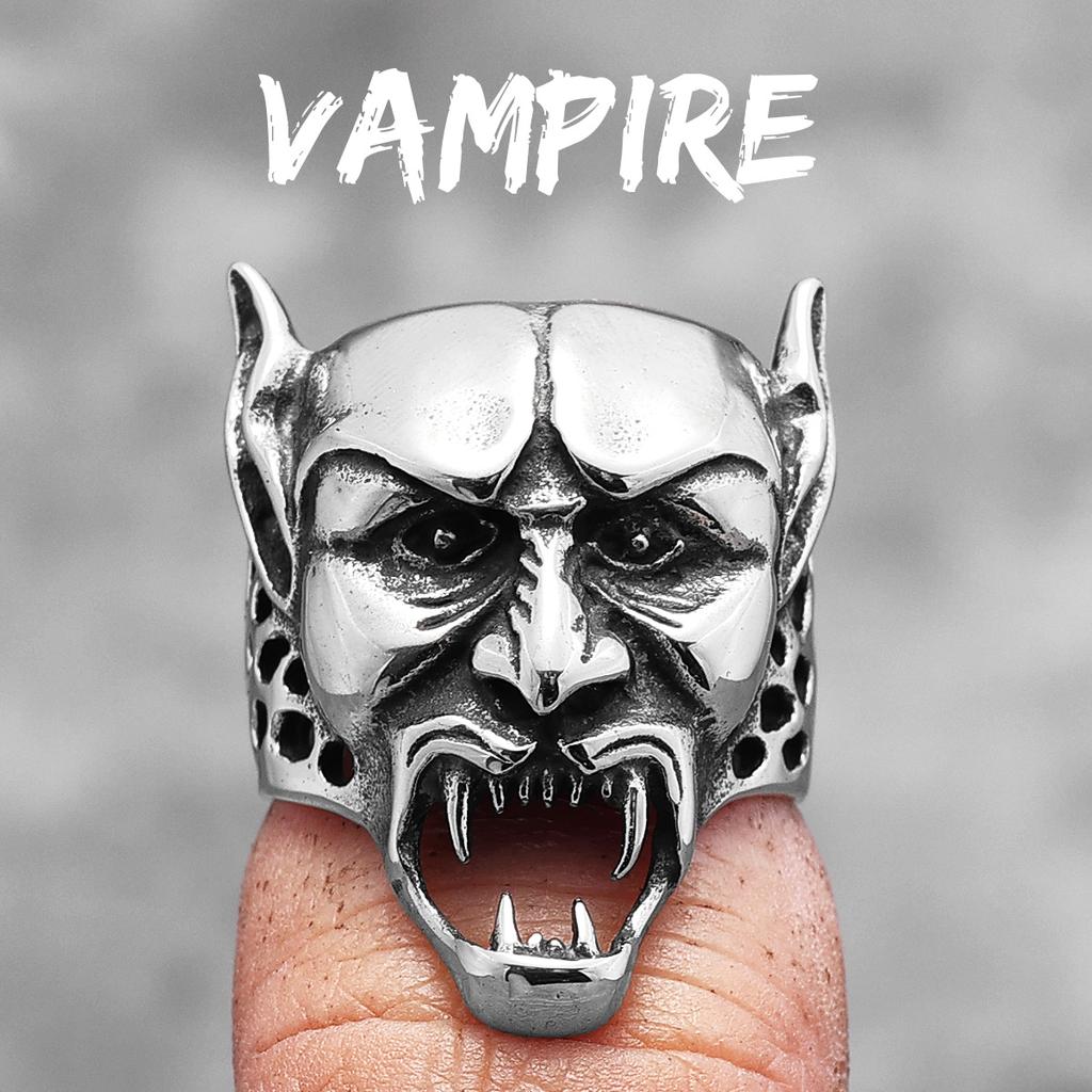 Gothic Vampire Skull Stainless Steel Mens Rings Punk Unique Trendy for Male Boyfriend Biker Jewelry Creativity Gift