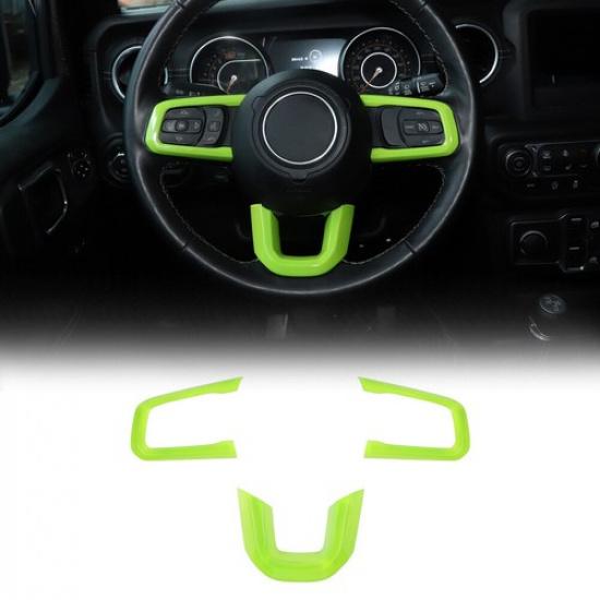 3X Green Steering Wheel Moulding Trim Cover for Jeep Wrangler JL 2018+/JT +