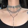 Crystal Inlaid Multi-Layer Pearls Necklace Multilayer Stacked Cross Clavicle Chain  Girls