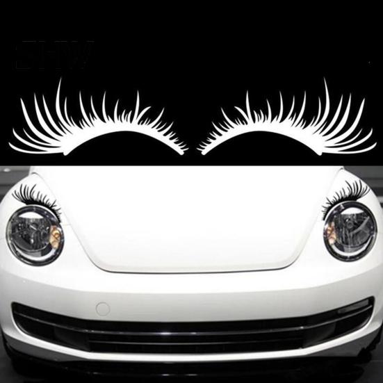 Exterior Car Decoration Accessories 2 Pairs Headlight Eyelash Stickers, Funny Auto Headlamp Decals, Decals for Cars Adhesive Cute Vehicle Stickers