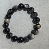Silver Obsidian Benming Buddha Bracelet with Six-Character Mantra Beads for Men and Women, Temple Putuo Mountain Design