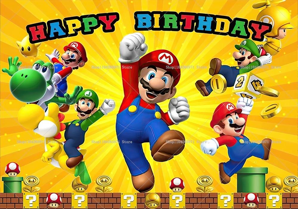 New Super Malos Bros Theme Birthday Backdrop For Children Happy Birthday Baby Shower Party Decor For Home Wall Banner Supplies