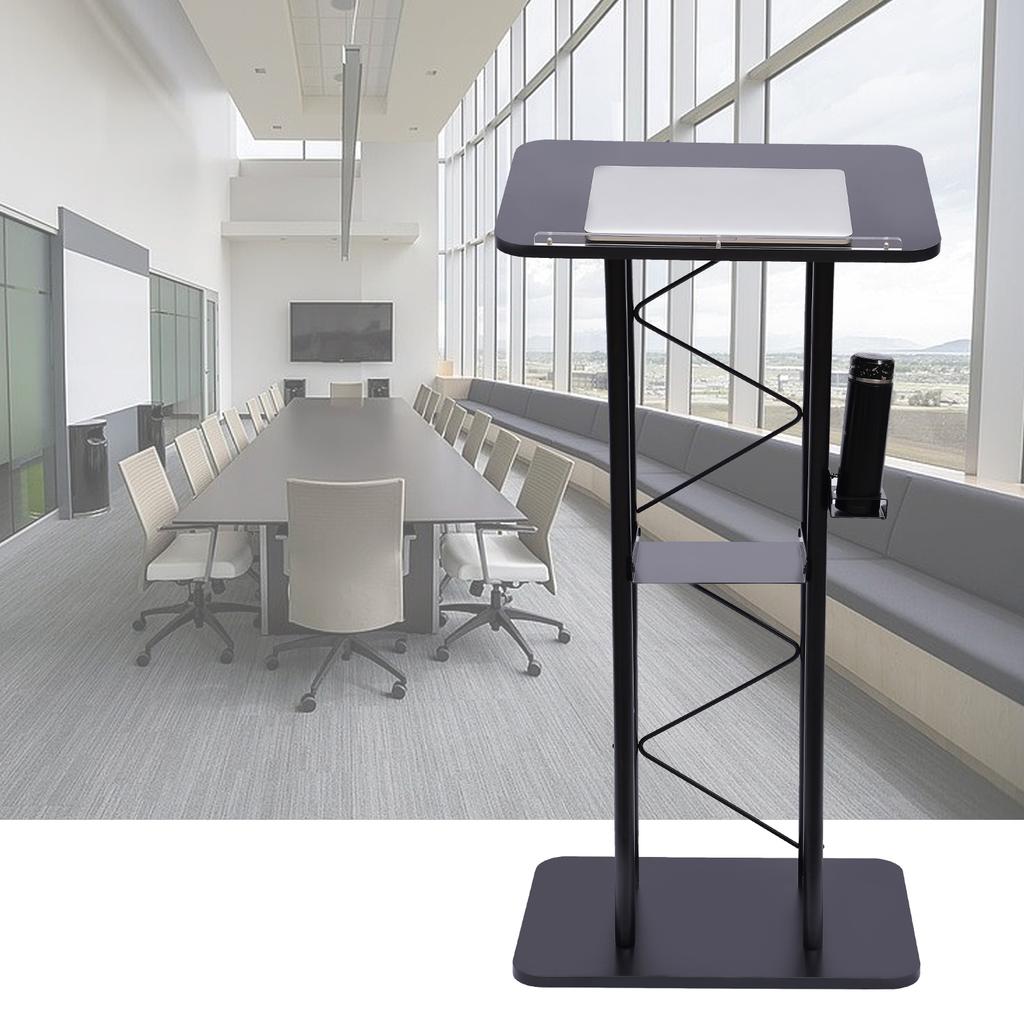 Изогнутая трибуна-стойка Металлическая черная кафедра-пюпитр для выступлений и других мероприятий Высота 1,2 м, Требуется простая сборка