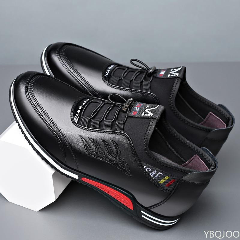 Весенние новые повседневные мужские кроссовки с высоким верхом, водонепроницаемой кожаной поверхностью, увеличенной высотой внутри, повседневные спортивные вулканизированные для мужчин