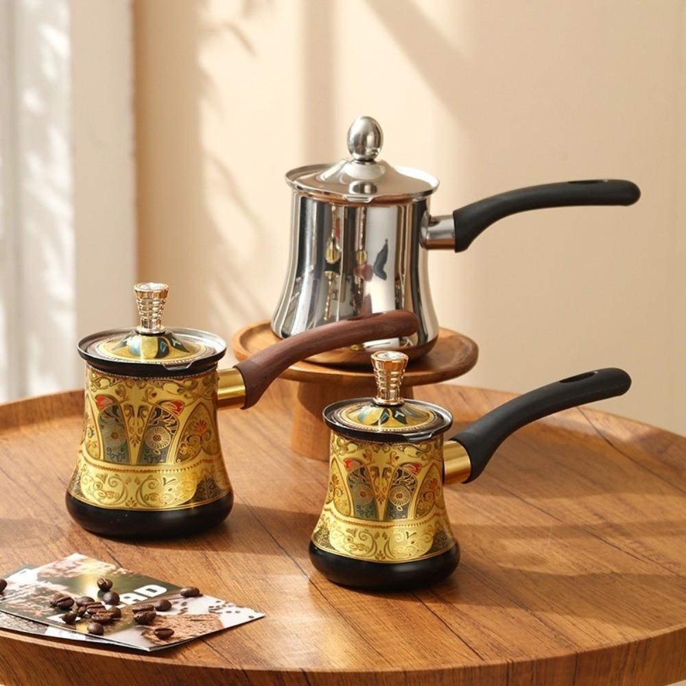 Stainless Steel Turkish Coffee Pot Long Handle Milk Tea Pot Chocolate Melting Pot  Porridge