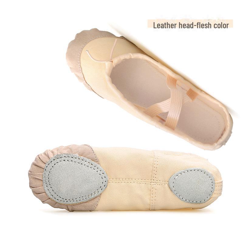 Girls' Soft Sole Ballet Shoes - Leather Dance Training Shoes for Kids & Adults