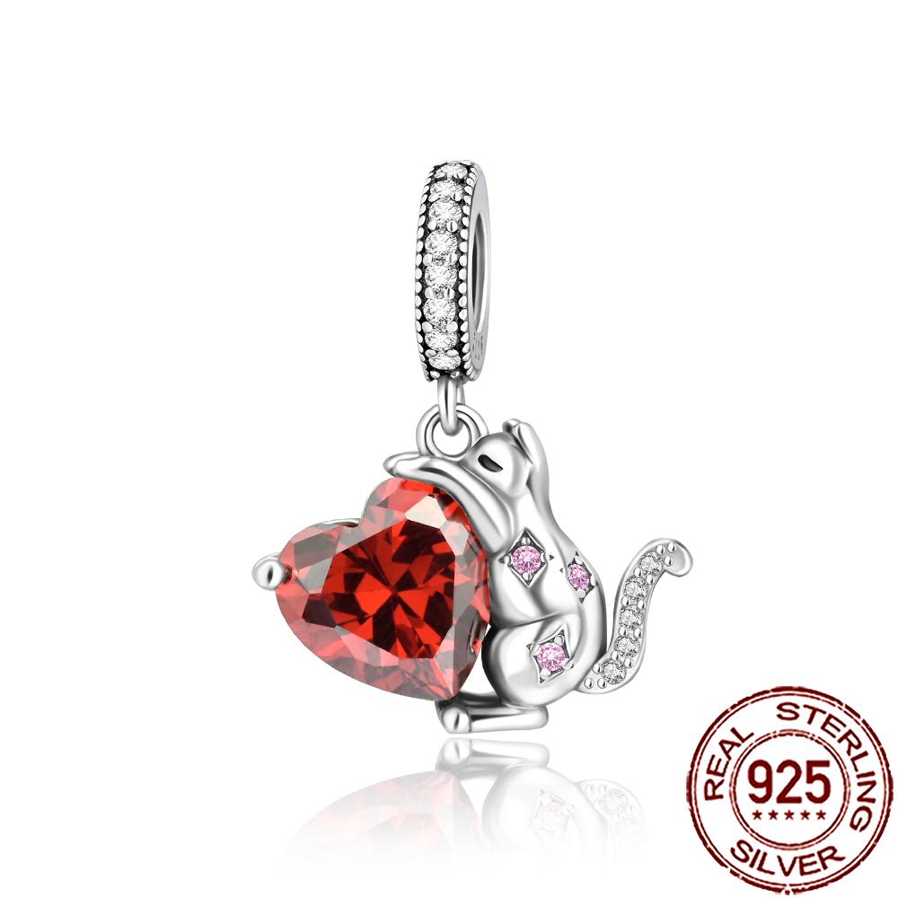 New Charms 925 Silver Cat Dog Flamingo Chameleon Axolotl Animal Beads Fit Bracelet Necklace Women DIY Jewelry