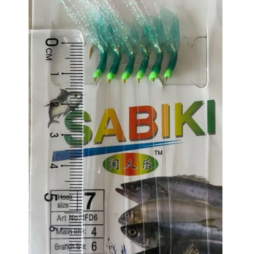 Lures Sabiki Sea Fishing Rigs Golden Golden Tied Hooks Green Rubber Lures  Sea Fishing
