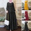 Women Muslim Elegant Baggy Kaftan Flota Robe Printed Abaya Holiday Dubai Islam Long Maxi Shirt Dress