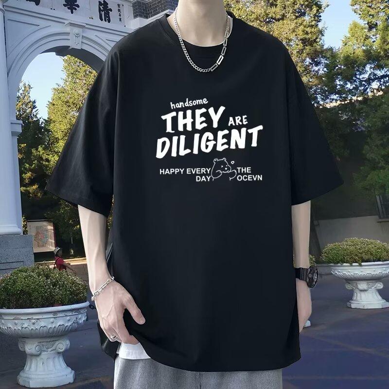 2024 Новая футболка с короткими рукавами для мужчин Ins Fashion Brand Европейский и американский стиль хип-хоп круглый вырез нижняя рубашка верхняя летняя