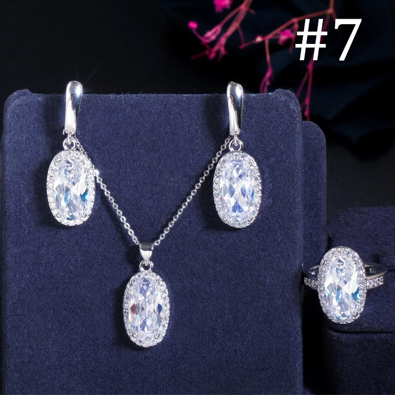 WWJ Super Sparkling овальной формы с кубическим цирконием, обручальное кольцо, серьги, ожерелье