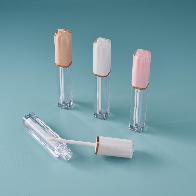 1pcs Empty 4ml Transparent Lipgloss Tubes With Brush Round Cosmetic Lipgloss Tube Clear Lip Balm Refillable Reusable Bottle