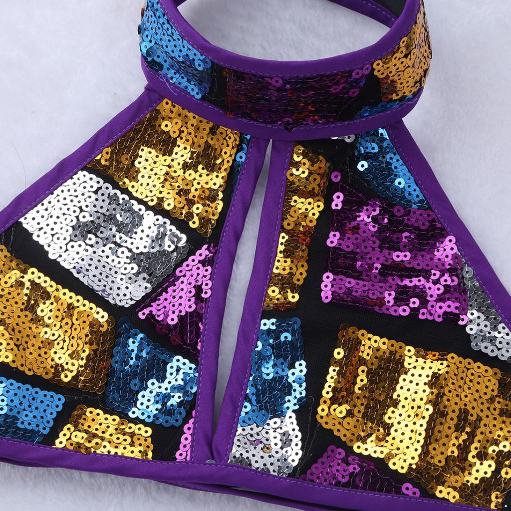 Kids Girls Sequins Ballet Tutu Dress Set Halter Ballroom Lyrical Jazz Dance Costumes Stage Performance Dancing Skirt Outfit