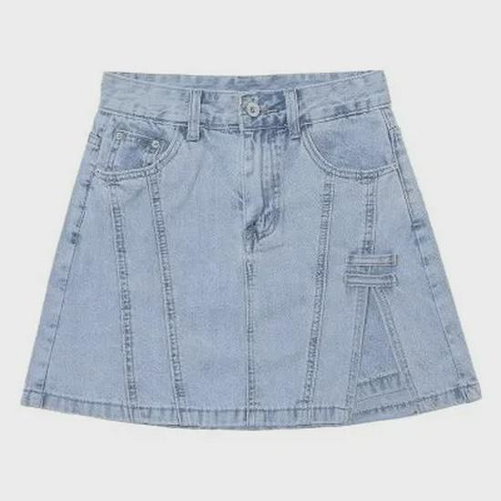 Юбка-трапеция из денима с высокой талией для женщин - Коллекция весна/осень 2024 года