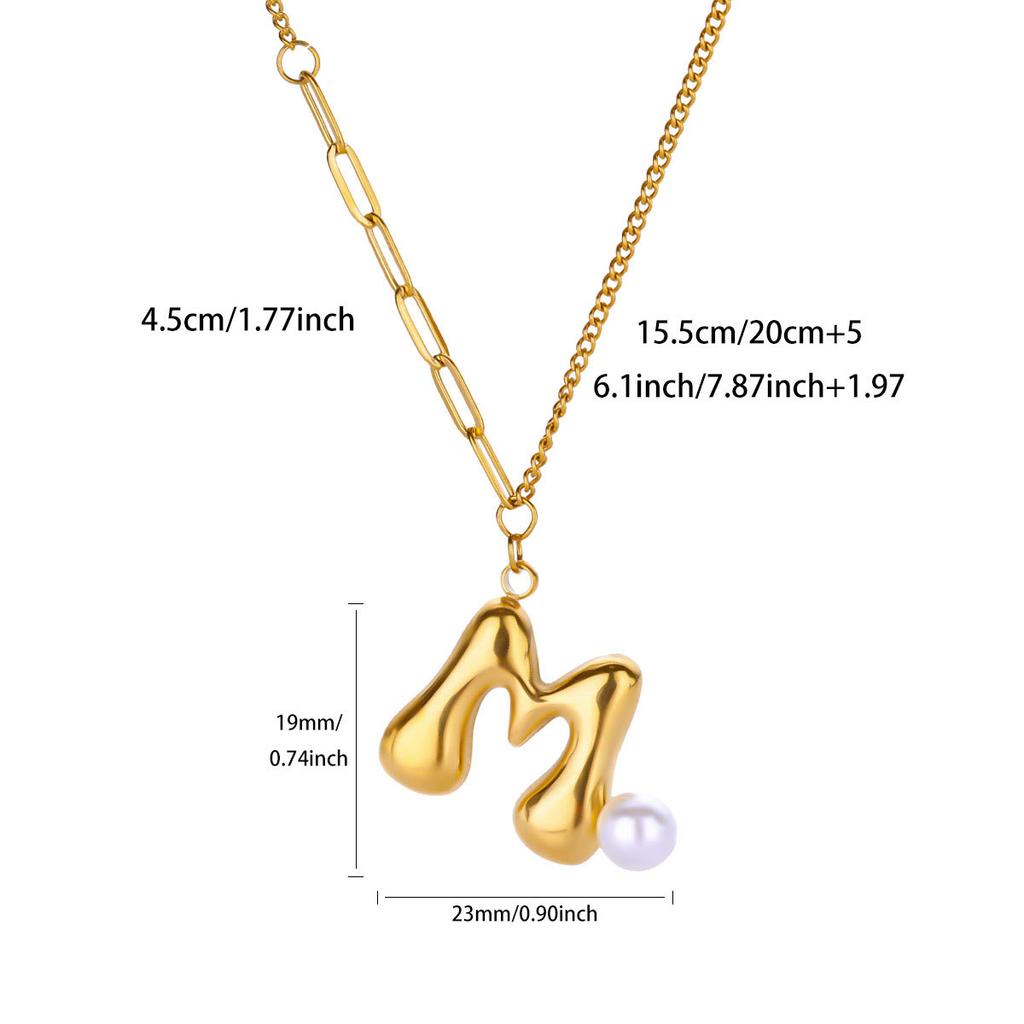 Hot-selling New English Letter Necklace Bubble Font Pendant Gold Pendant Glossy Collarbone Chain