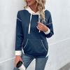 Осенняя женская одежда с длинными рукавами, контрастный капюшон с карманом, пуловер с капюшоном