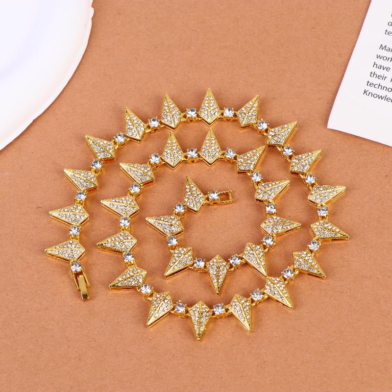 Fashion Geometric Spike Necklace Bracelet Punk Rock Style Men Women CZ Paved Jewelry Everyday Accessory