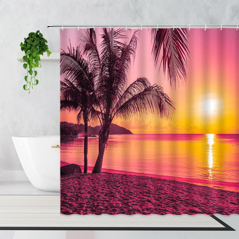 Zen Bamboo Forest Shower Curtain Summer Forest Jungle Waterfall Rock Nature Scenery Bath Curtains Set Green Landscape Bathroom