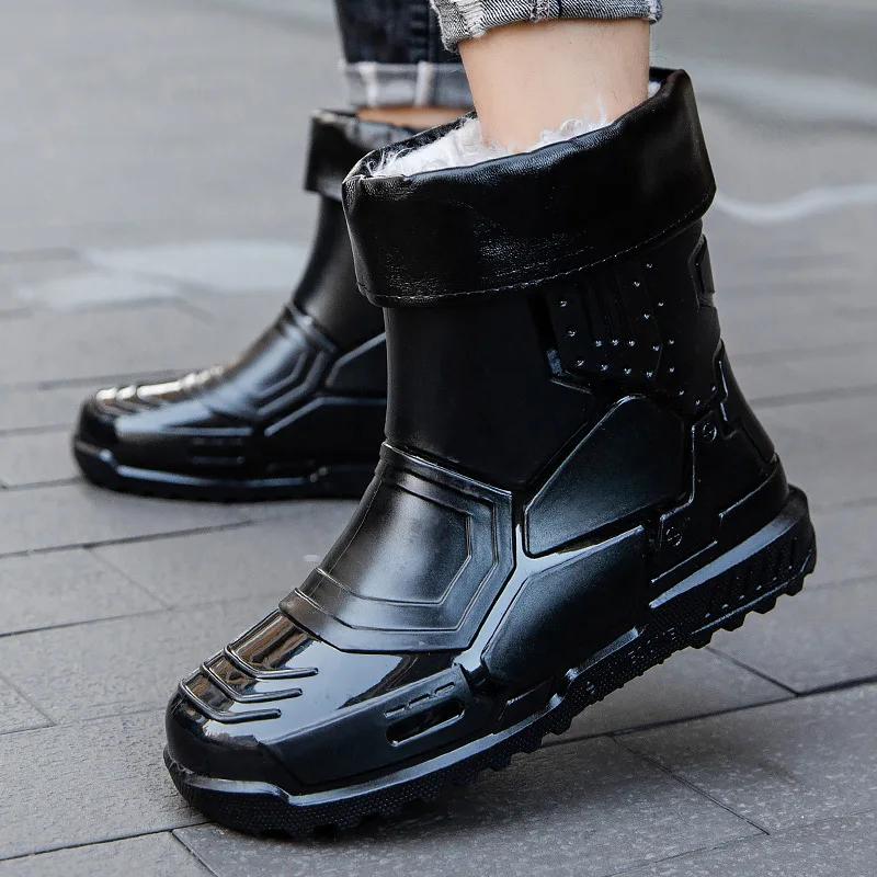 Men's Waterproof Rain Boots Outdoor Solid Color Fishing Boots Fashion Non-slip Waterproof Shoes Solid Color Mid-tube Rain Boots