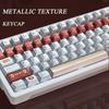 Keycap Retro Silver Machine Imitation Metal Texture Metal Pearl Game Console Cherry Pbt Red White Keycap For Aula F75 115 Keys