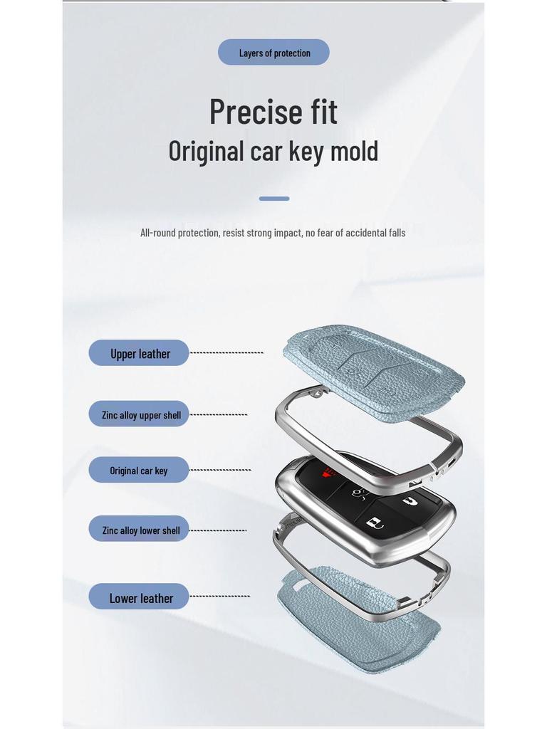 Кожаный чехол для ключа для Cadillac XT5/CT6/XT4/XTS и ATSL – Унисекс-дизайн с пряжкой