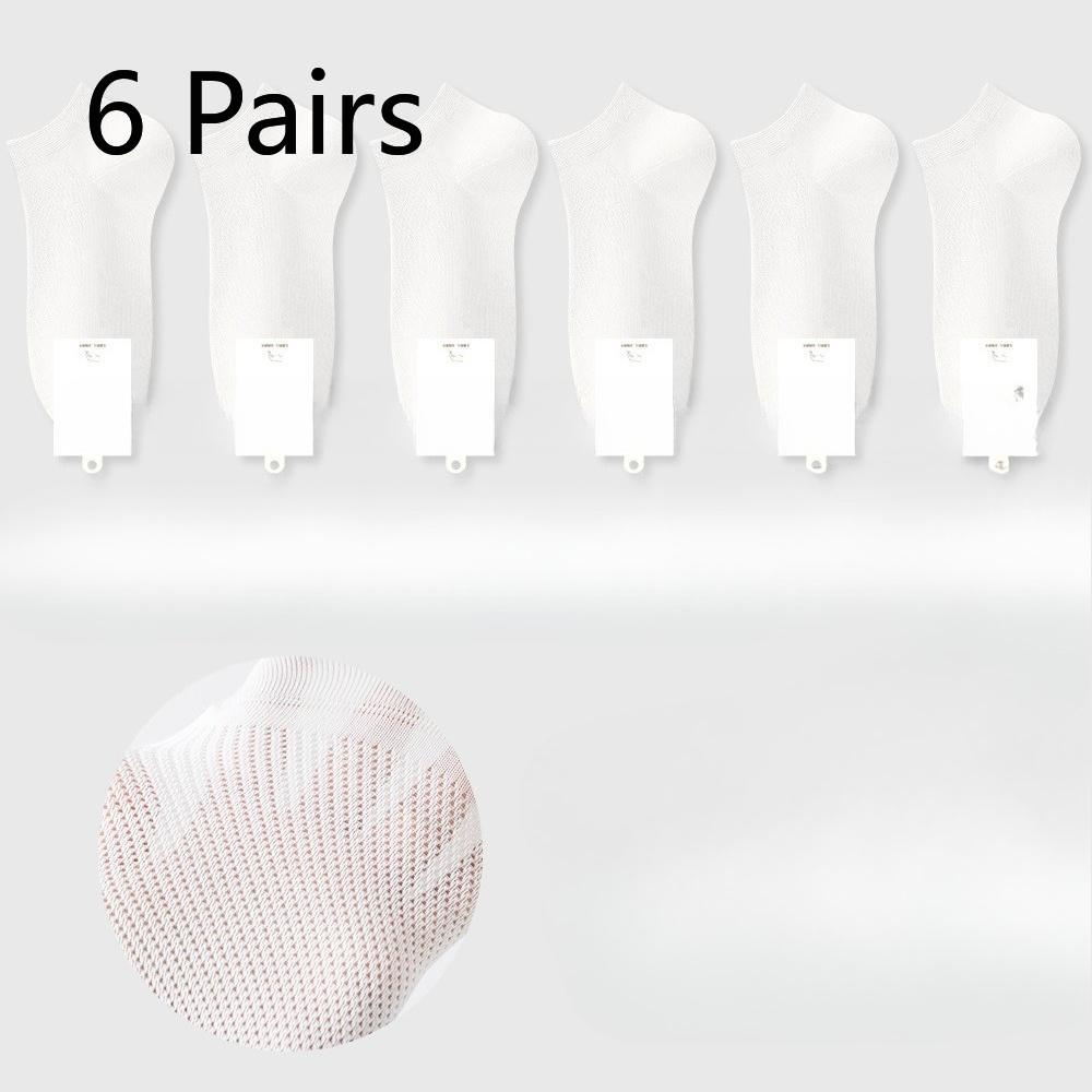 6 Pairs of Women's Summer Thin Cotton Boneless Deodorant Sweat Absorbing Heel Mesh Boat Socks
