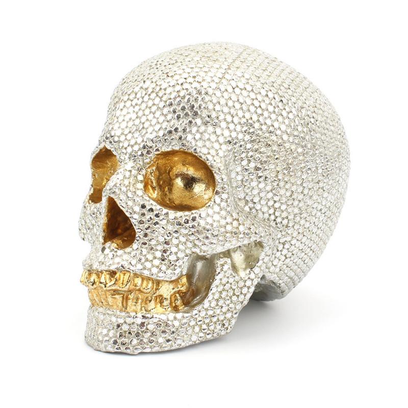 Resin Golden Pearl Home Skull Decor Desk Decoration Retro Craft Human Head Ornaments Scull Statues Sculptures