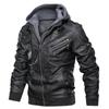 Men's Jacket Hooded Leather Jacket Motorcycle Clothing Men's PU Leather Jacket