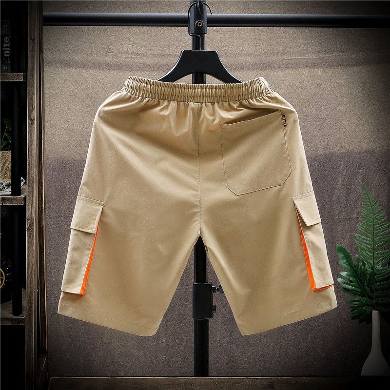 Шорты, мужские летние брюки с пятью точками, универсальные тонкие срезы, свободные прямые молодежные короткие комбинезоны