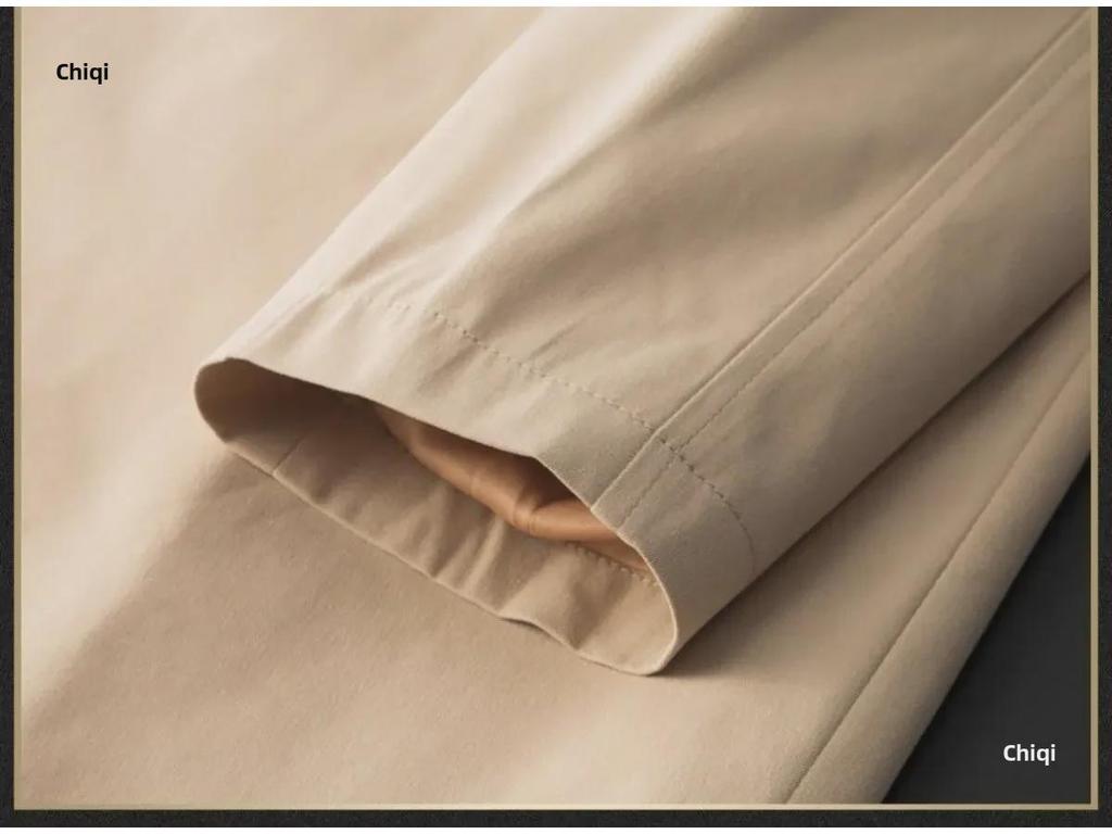 Мужская повседневная однотонная ветровка средней длины с тонкими лацканами на весну и осень