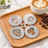 Reusable Coffee Stencil Set 4Pcs Stainless Steel 430 Latte Art Set Powder Cappuccino Foam Decoration Tools Sifter Mold DIY Pattern Templates