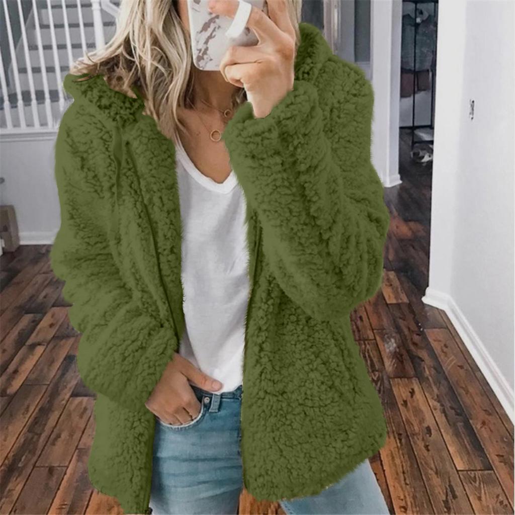 Зимняя толстая теплая верхняя одежда с капюшоном, женская элегантная шуба из искусственного меха медведя, мягкая флисовая куртка, женское пальто на молнии с карманами