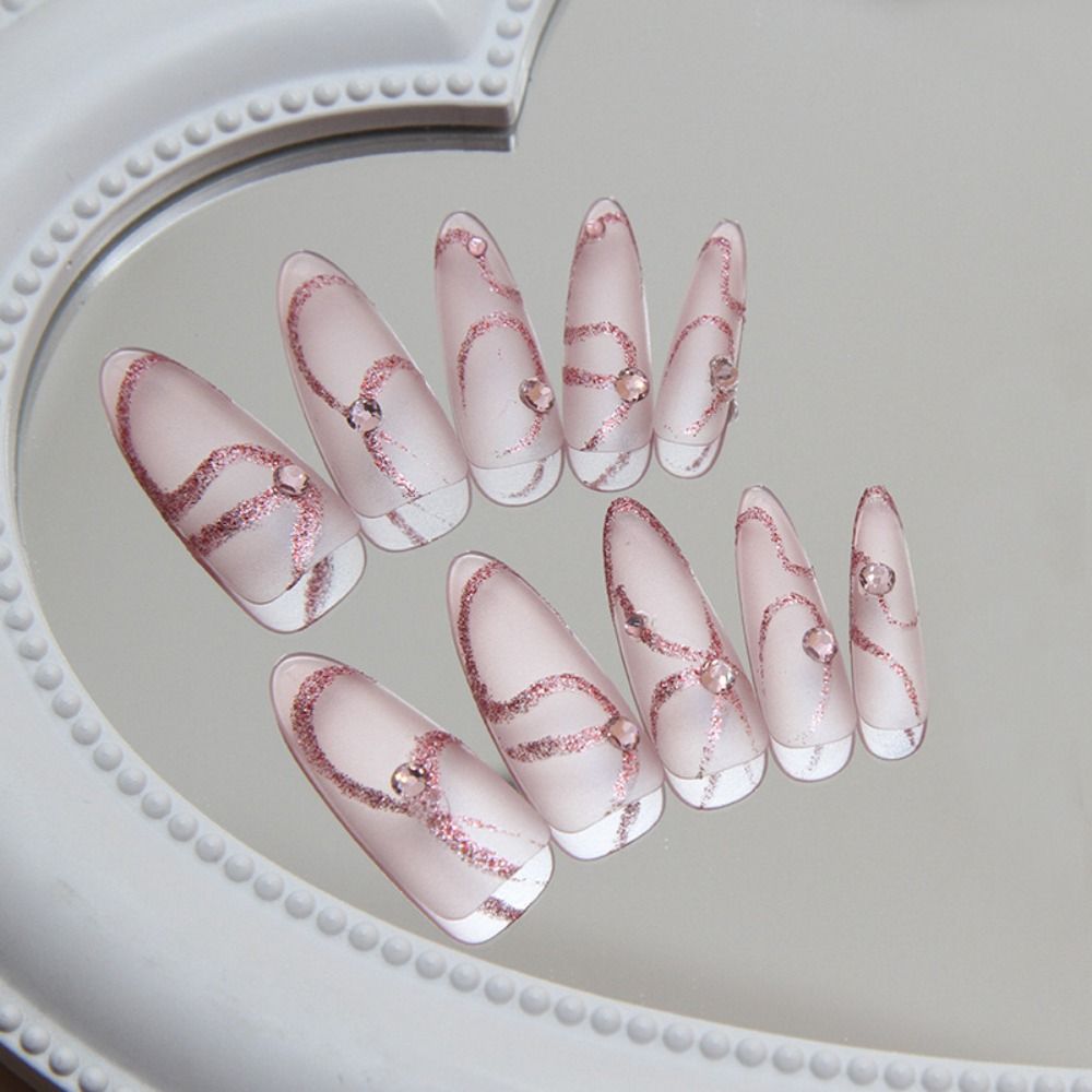 24pcs Long Stiletto and Ballerina Fake Nials Cat Eye Press on Nails Manicure False Nails DIY