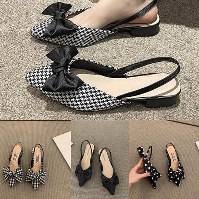 Женские летние босоножки с острым носком на массивном каблуке, персонализированные босоножки с бантом 3 см