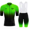 2025 High Visibility Cycling Outfit Men - Short Sleeve Jersey + Padded Shorts Set Moisture Wicking Bicycle Sportswear