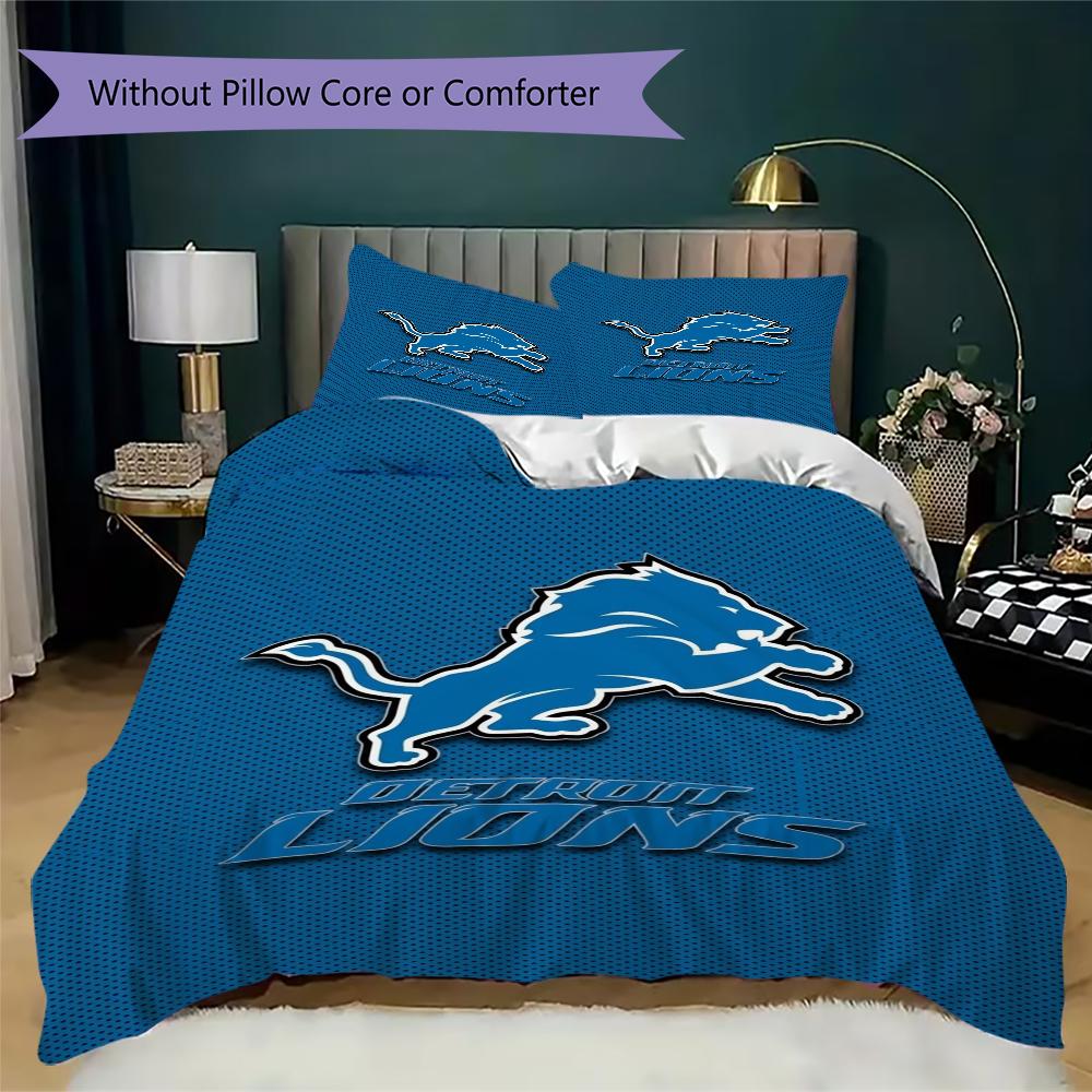 Detroit Lions Pattern Bedding uilt Set uilt Cover Pillowcase Home Decoration Birthday Gift (1*duvet cover + 2*pillowcase without core)